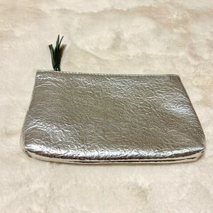 ipsy Silver Metallic Zip Pouch Clutch